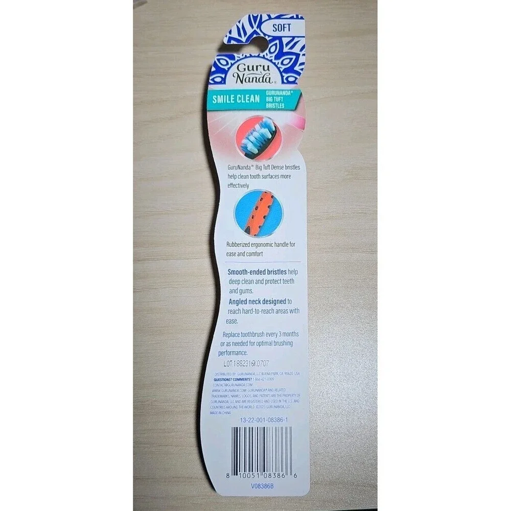 GuruNanda Smile Clean Toothbrush - Big Soft Bristles - 1 Count (Pack of 1)